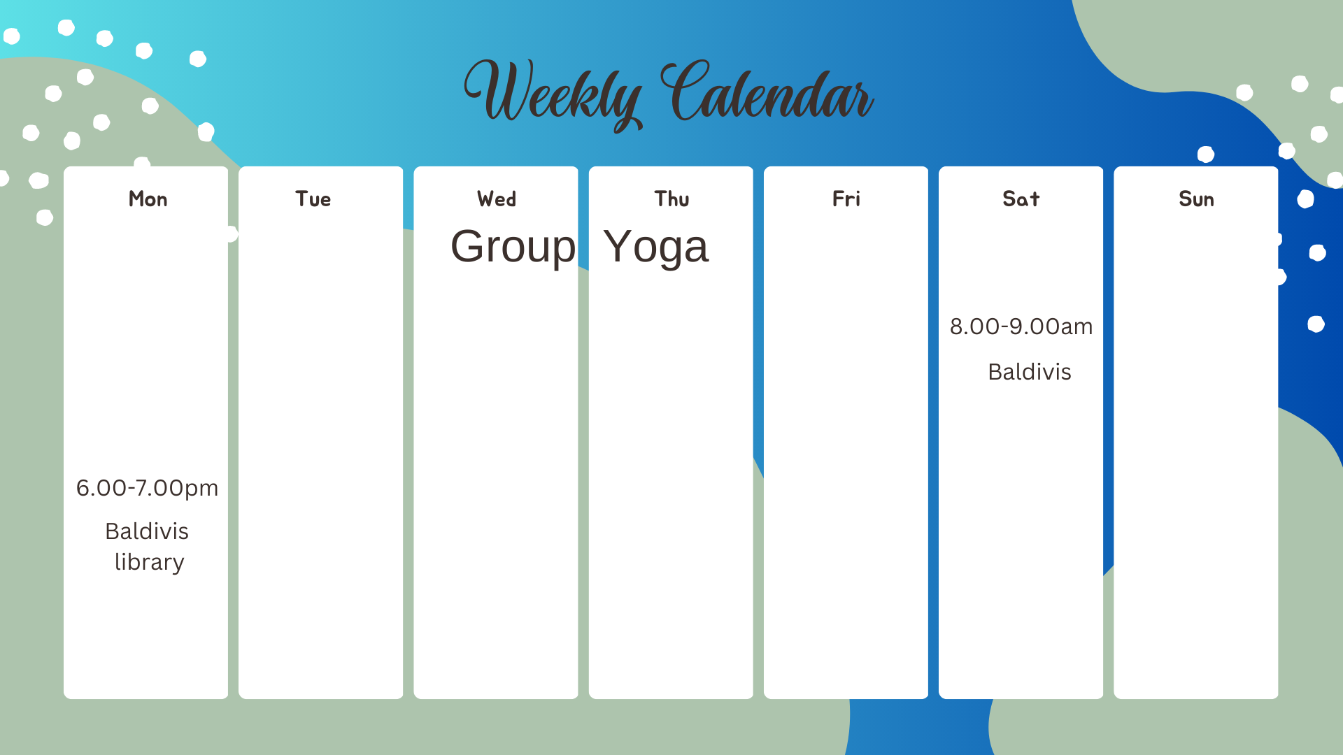 yoga timetable 